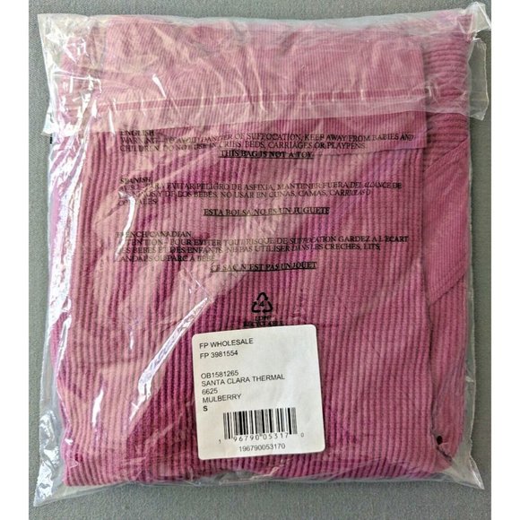 Free People NWT Santa Clara Thermal Top Long Sleeve Vneck Mulberry Size S - Picture 7 of 12